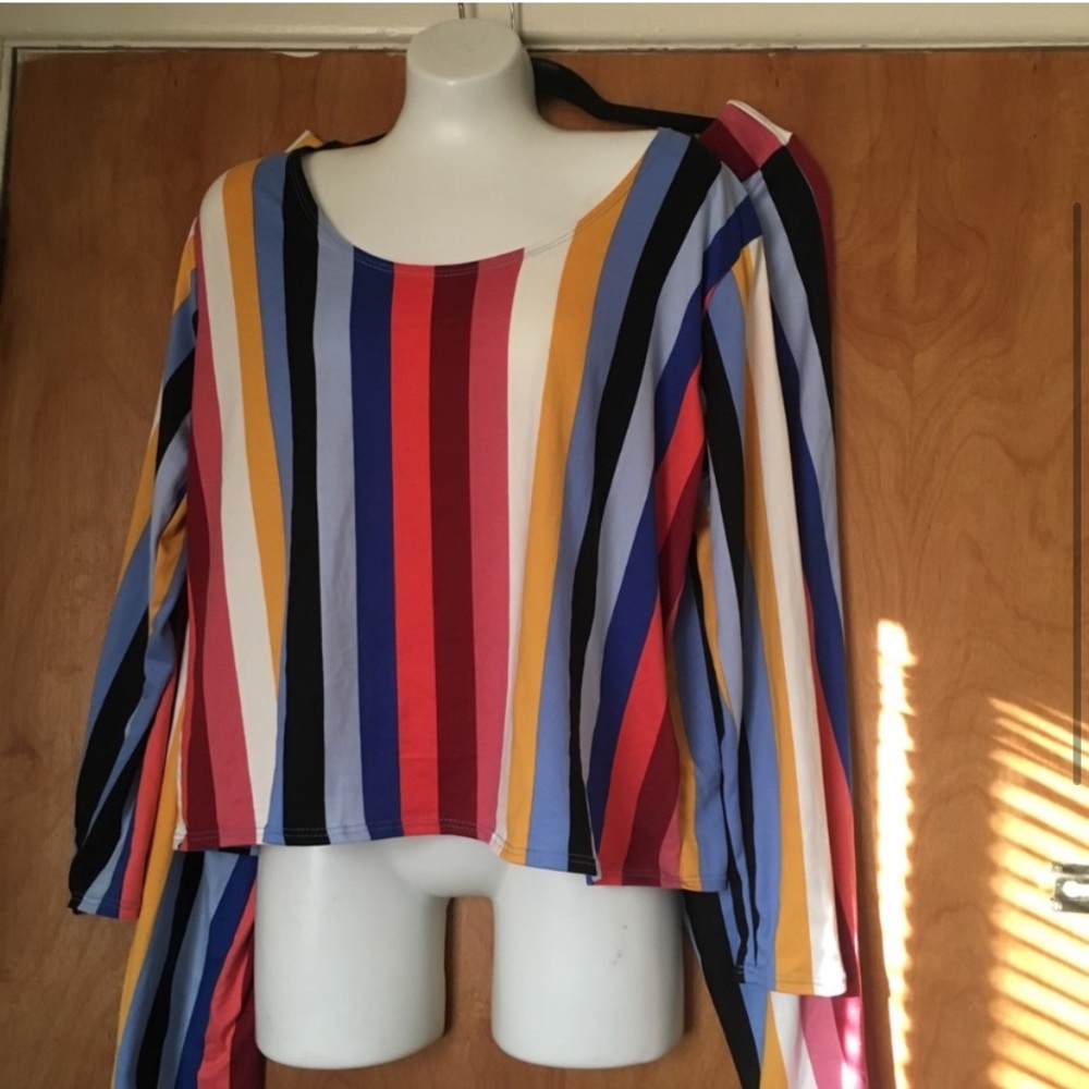 2 piece stripped candy outfit leggings & Top 2X. New.